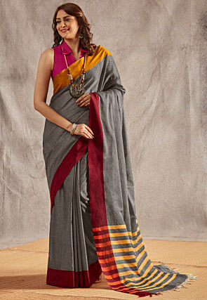 Pure Paithani Silk Blue Handloom Saree With Contrast Blouse Online – Sunasa