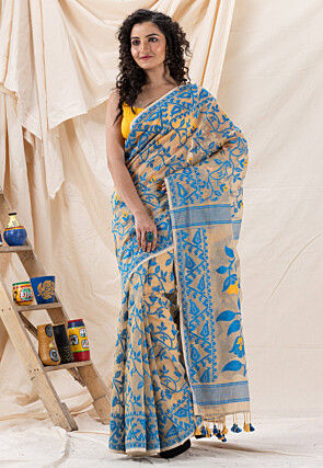 Handloom Cotton Saree in Light Beige