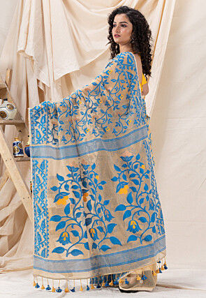 Handloom Cotton Saree in Light Beige