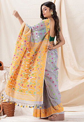 Handloom Cotton Saree in Light Blue