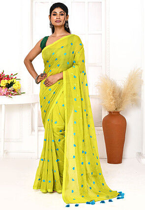 Handloom Cotton Saree in Light Green