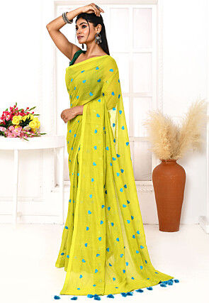 Handloom Cotton Saree in Light Green