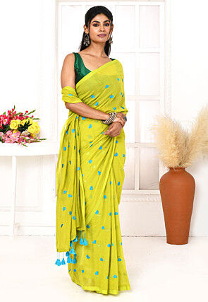 Handloom Cotton Saree in Light Green
