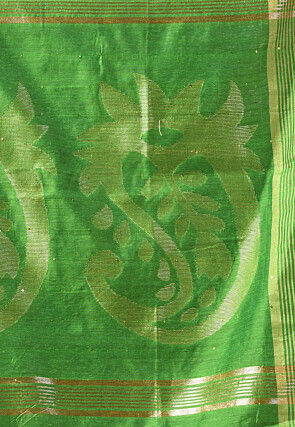 Handloom Cotton Jamdani Saree in Light Green