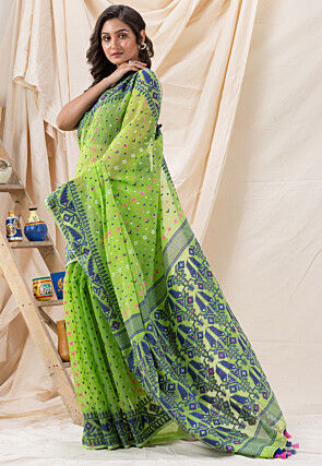 Handloom Cotton Saree in Light Green