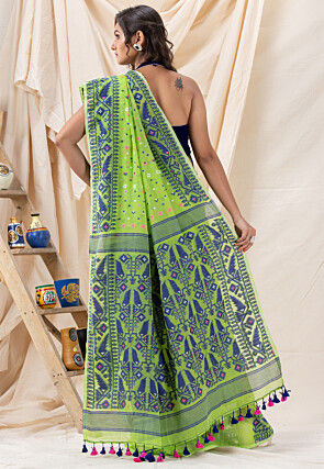 Handloom Cotton Saree in Light Green