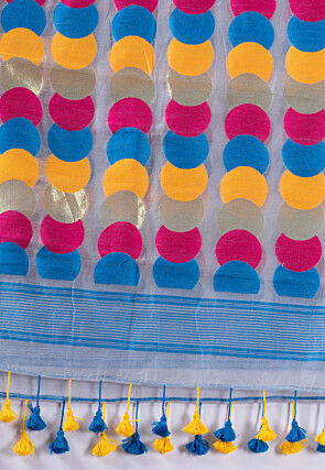 Handloom Cotton Saree in Light Grey