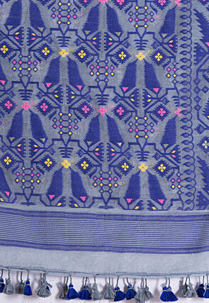 Handloom Cotton Saree in Light Grey