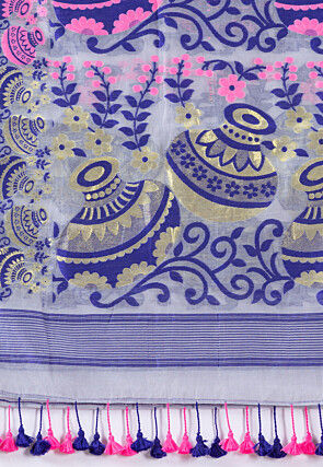 Handloom Cotton Saree in Light Grey