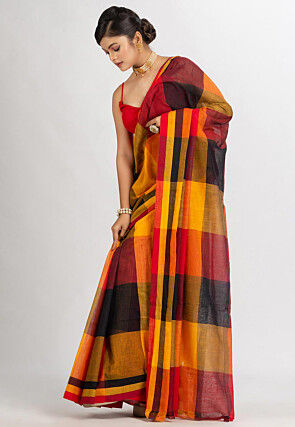 Handloom Cotton Saree in Multicolor