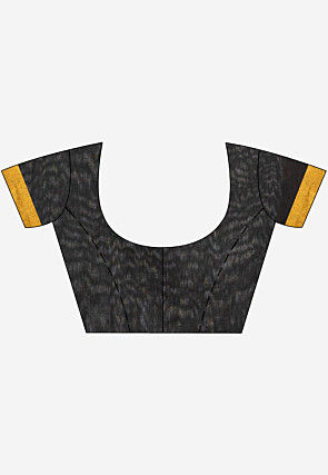 Handloom Cotton Saree in Mustard and Black