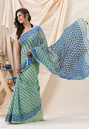 Handloom Cotton Saree in Pastel Green