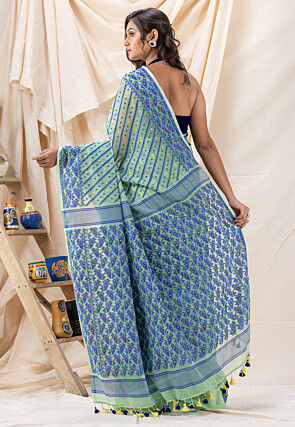 Handloom Cotton Saree in Pastel Green