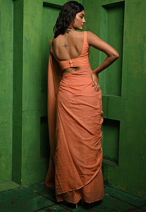 Handloom Cotton Saree in Peach