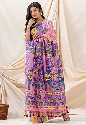 Handloom Cotton Saree in Pink