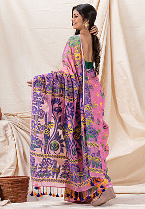 Handloom Cotton Saree in Pink