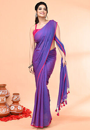 Handloom Cotton Saree in Purple