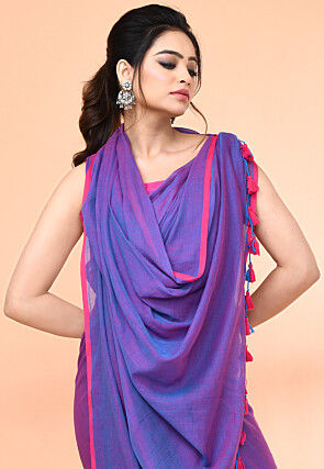 Handloom Cotton Saree in Purple