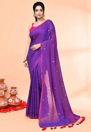 Handloom Cotton Saree in Purple