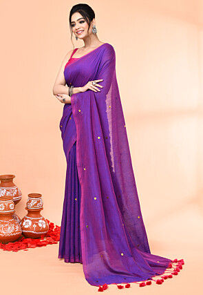 Handloom Cotton Saree in Purple