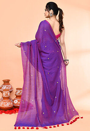 Handloom Cotton Saree in Purple