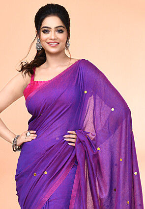 Handloom Cotton Saree in Purple