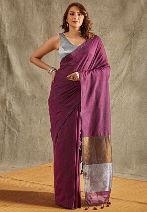 Handloom Cotton Saree in Purple