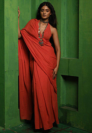 Handloom Cotton Saree in Red