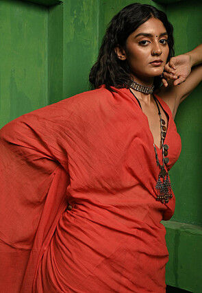 Handloom Cotton Saree in Red