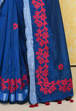 Handloom Cotton Saree in Royal Blue