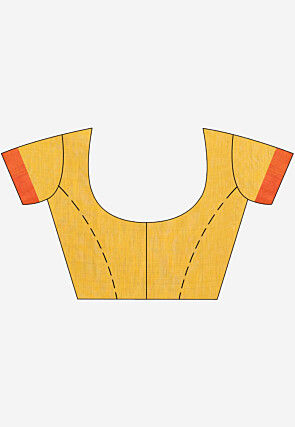 Handloom Cotton Saree in Teal Blue and Yellow