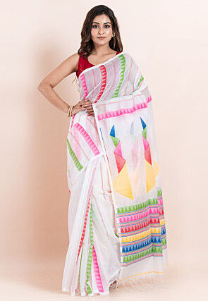 Handloom Cotton Saree in White