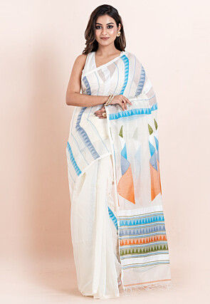 Handloom Cotton Saree in White