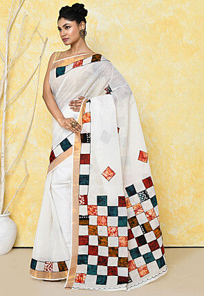 Handloom Cotton Saree in White