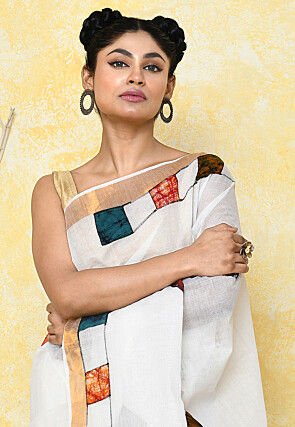Handloom Cotton Saree in White