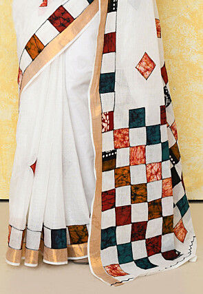 Handloom Cotton Saree in White