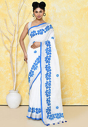 Handloom Cotton Saree in White