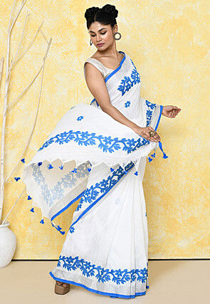 Handloom Cotton Saree in White
