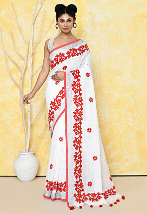 Handloom Cotton Saree in White