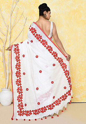 Handloom Cotton Saree in White