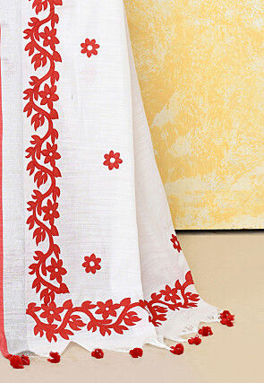 Handloom Cotton Saree in White