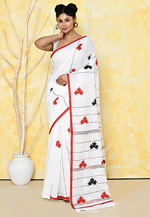 Handloom Cotton Saree in White