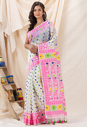 Handloom Cotton Saree in White