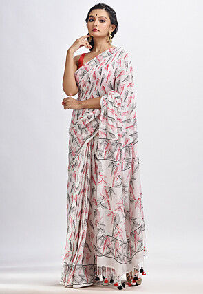 Handloom Cotton Saree in White