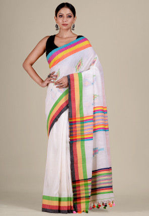 Handloom Cotton Saree in White