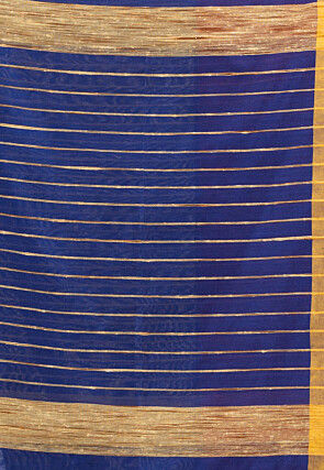 Handloom Cotton Saree in Yellow and Royal Blue