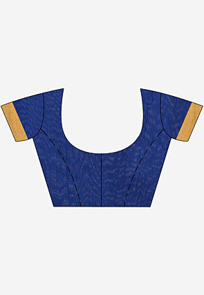 Handloom Cotton Saree in Yellow and Royal Blue