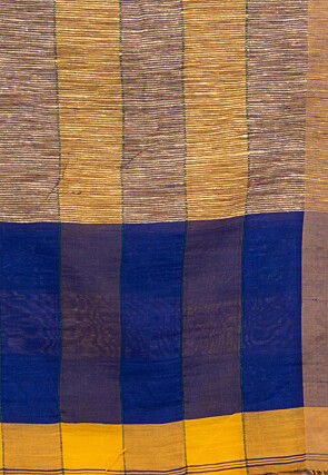 Handloom Cotton Saree in Yellow and Royal Blue