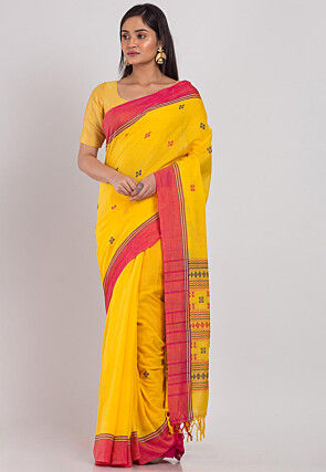 Handloom Cotton Saree in Yellow