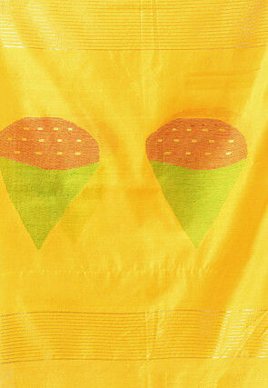 Handloom Cotton Jamdani Saree in Yellow